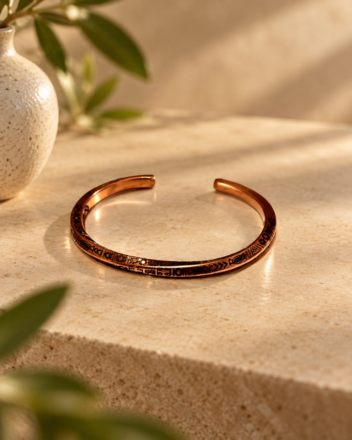 Rubria Codex — Engraved Pure Red Copper Bracelet