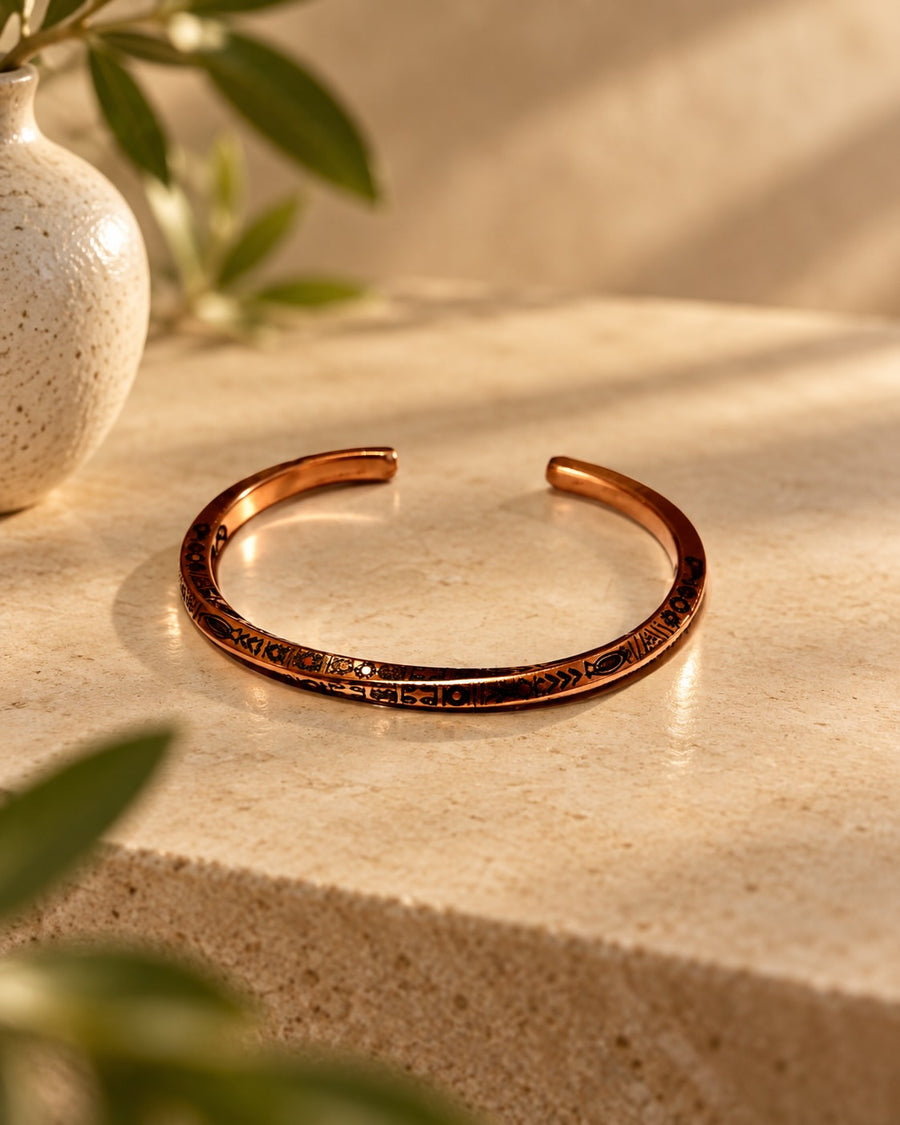 Rubria Codex — Engraved Pure Red Copper Bracelet