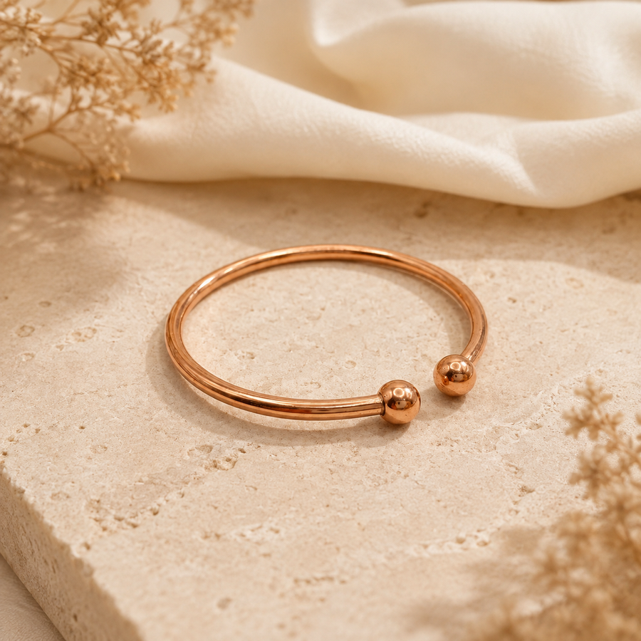 Rubria Minimal Copper Anklet – Open Ball Design